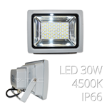 FARO DA ESTERNO LED 30W FLOODLIGHT PREMIUM SMD GRIGIO BIANCO NATURALE 4500K 2400 LM