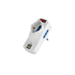 ADATTATORE DI SISTEMA CON INTERRUTTORE SPINA GIREVOLE 2 PRESE + SHUKO + 2 ALIMENTATORI INGRESSI USB