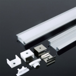 Profilo in Alluminio Colore Bianco per Strip LED a Incasso per Cartongesso (Max l: 12,4mm) 2000 x 24,7 x 7mm