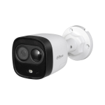 Telecamera Dahua 4-in-1 con dissuasione attiva. CMOS 5MP, 5MP @ 25ips (CVI). Uscita 4 in 1 commutabile. ICR, 0,005 lux, Smart IR 30 m. Obiettivo da 2,8 mm. BLC, HLC, WDR digitale, 2D-DNR. Incorpora un sensore PIR e deterrenza attiva. IP67, 3ASSI.