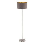 PIANTANA MASERLO 1 X E27 STRUTTURA NICKEL SATINATO DIFFUSORE TESSUTO CAPPUCCINO INTERNO ORO Ø38 H151