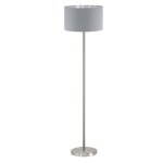 PIANTANA MASERLO 1 X E27 STRUTTURA NICKEL SATINATO DIFFUSORE TESSUTO GRIGIO INTERNO ARGENTO Ø38 H151