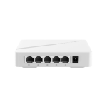 Switch H3C Magic BS205. 5 porte Gigabit RJ45 auto-negoziate. Porte Auto-MDI/MDIX. 2K indirizzi MAC. Capacità di commutazione 10Gbps. Risparmio energetico. Design da tavolo