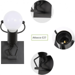 APPLIQUE LED E27 DA PARETE DECORATIVO IN METALLO NERO OMINO SALTA