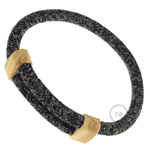 Creative-Bracelet in Lino Naturale Antracite RN03. Chiusura scorrevole in legno. Made in Italy